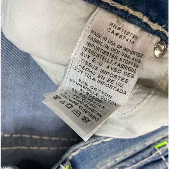 True Religion Cora Mid Rise Straight Denim Jeans Women Size 26 X 32 Neptune Blue - Picture 7 of 12